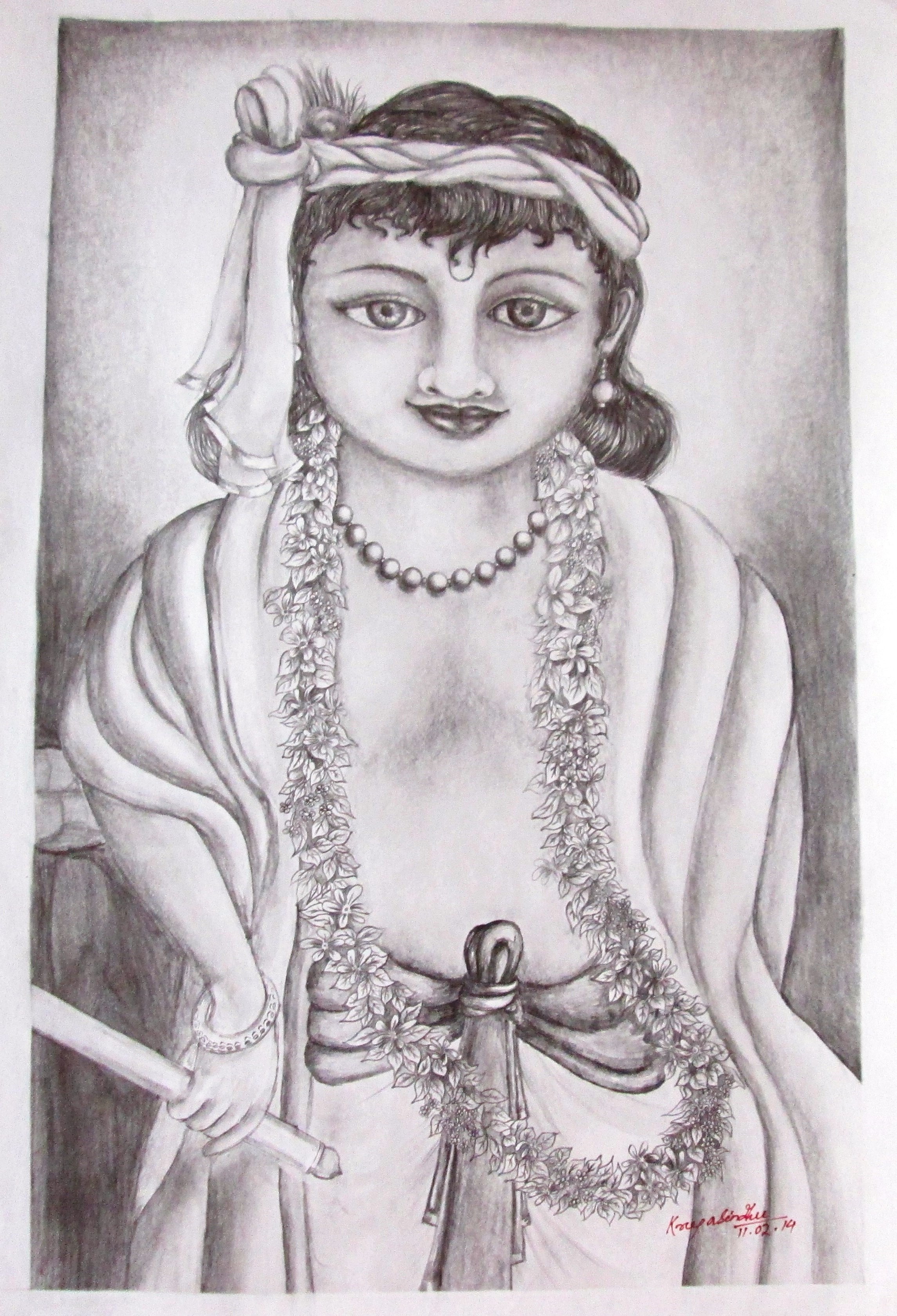 Cute Lord krishna pencil drawing // krishna pencil drawing - YouTube
